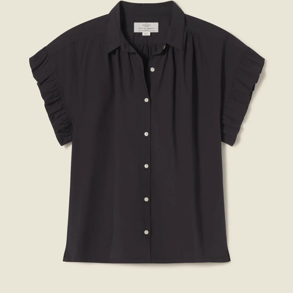 Trovata Birds of Paradise Black Poplin top